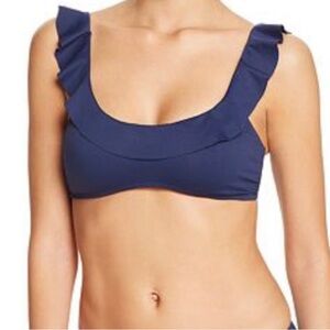 Eberjey Navy Blue So Solid Layla Ruffle Bikini Top